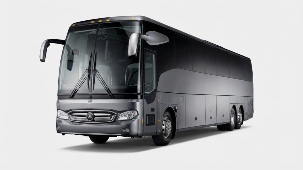 Grey 2022 Mercedes Benz Tourrider 50 Seater Bus for hire from Marathon Coach Hire
